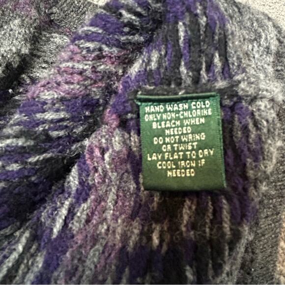 Lauren RL Lambswool Sweater Vest Womens Size PM Gray Black Southwestern Preppy - Picture 4 of 6